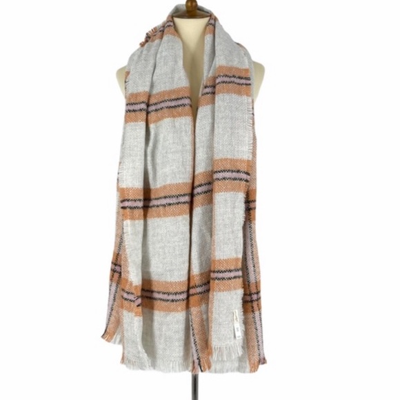 Universal Thread Scarf Wrap Plaid Tan Orange - Picture 3 of 6